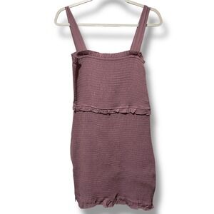 Buddy Love Monroe Smocked Mini Dress Mauve Purple Ruffle Sleeveless Medium NWT